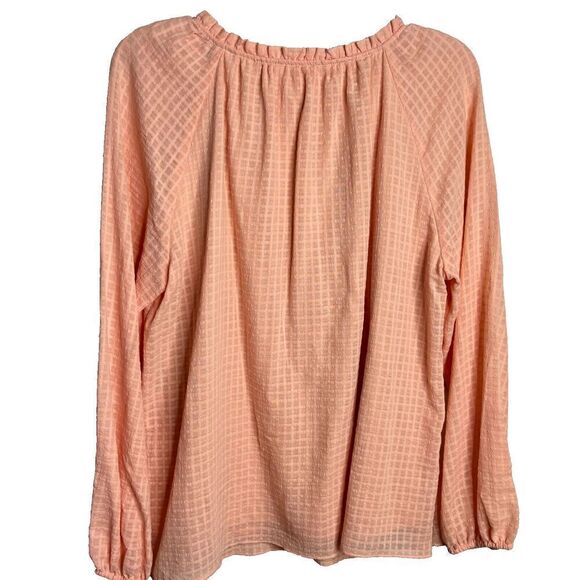 NWT LC Lauren Conrad Womens Pink Flowy Popover Lined Tie Front Blouse Top Medium - Picture 2 of 10
